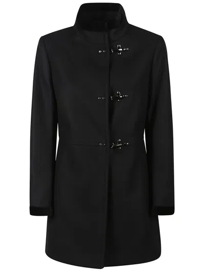 Fay Romantic Coat In Black In Soft Wool Blend Fabric