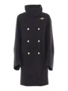 Fay Long Wool Double-breasted Coat In Black