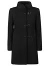 Fay High Neck Triple Toggle Lock Jacket In Black