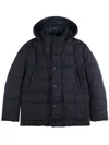 Fay Quilted Hooded Pea Coat In Blue