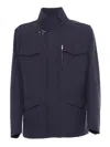 Fay Hooded Jacket With Adjustable Neck Strap In Blue