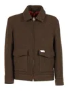 Fay Virgin Wool Zip-up Jacket In Brown
