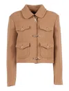 Fay Structured Wool Jacket With Hook Closures In Brown