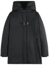 Fay Hooded Black Jacket With Quilted Detailing And Toggle Closure In Black