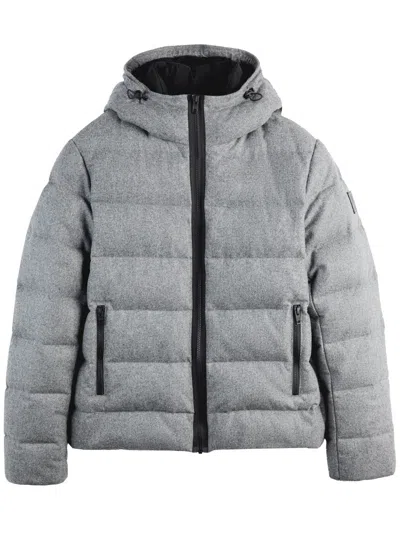 Fay Double-front Hooded Padded Jacket In Gray