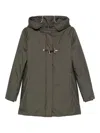 Fay Hooded Coat With Side Pockets And Long Sleeves In Green