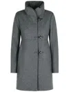 Fay Romantic Coat In Melange Wool Cloth In Gray