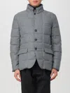 Fay Short Down Jacket In Carded Wool Flannel In Gray