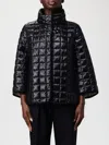 Fay Quilted Coat With Velvet Trim And Diamond Pattern In Black