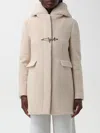 Fay Db Front Teddy Toggle Coat In Yellow Cream