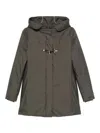 Fay Hooded Coat With Side Pockets And Long Sleeves In Green