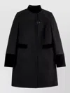 Fay Structured Black Coat With Velvet Accents And High Collar In Black