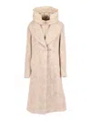 Fay Double-breasted Coat With High Collar In Neutral