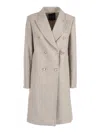 Fay Double-breasted Coat With Hook In Neutral