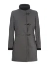 Fay Long Wool Coat With High Collar In Grey