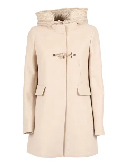 Fay Db Front Nylon Toggle Coat In White