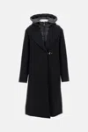 Fay Coat With Nylon Hoodie In Black