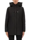 Fay Toggle Coat In Black Wool Blend Fabric In Black