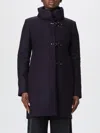 Fay High Collar Long Sleeves Mid-length Coat In Blue