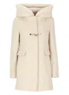 Fay Db Front Teddy Toggle Coat In Beige