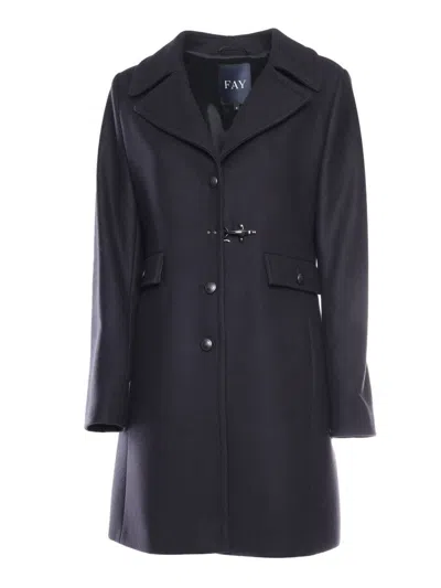Fay Single-breasted Coat In Black