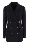 Fay Wool And Cashmere Peacoat In Blue