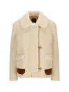 Fay 3 Hooks Shearling Jacket In Clear Silver