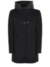 Fay Dark Blue Nylon Blend Hooded Jacket In Black