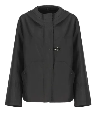 Fay Waterproof Short Parka With Iconic Hook Fastening In Black