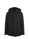 Fay Padded Pea Coat In Melange Canvas In Black