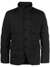 Fay Quilted Double-front Jacket With High Collar In Black