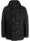 Fay Detachable-hood Zipped Padded Jacket In Black