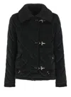Fay Coat Fur Collar Leather Accents Side Pockets In Black