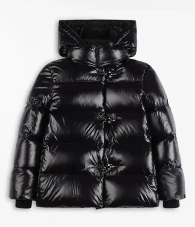 Fay A-line Caban Down Jacket In Black