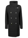 Fay Long Wool Double-breasted Coat In Black