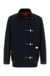 Fay Wool Blend Jacket With Front Pockets And Contrast Collar In Blue