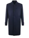 Fay Button-fastening Welt-pocket Coat In Blue
