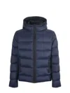 Fay Double-front Down Jacket In Calendered Poplin In Blue
