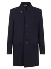 Fay Long Wool Coat Featuring Pockets In Blue