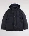 Fay Quilted Hooded Pea Coat In Blue