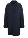 Fay Lightweight Blue Stretch Nylon Overcoat With Double-front Design In Blue