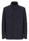 Fay Field Jacket Unlined In Stretch Nylon With Water-repellent Treatment In Blue