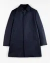 Fay Straight Wool-cashmere Blend Coat With Side Pockets In Blue