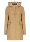 Fay Toggle Coat Db Front Nylon In Brown