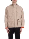 Fay Nylon Windbreaker With Hood And Pockets In Gesso Grigio