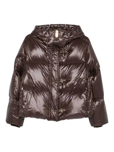 Fay Hooded Toggle-fastening Jacket In Burgundy