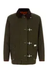 Fay Structured Green Cotton Jacket With Contrasting Collar In Green