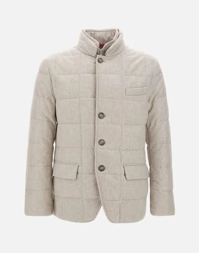 Fay Long-sleeved Down Jacket In Nude