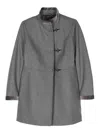 Fay Long Wool Coat With High Collar In Gris
