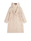 Fay Double Front Coat In Wool And Mohair Herringbone In Neutral